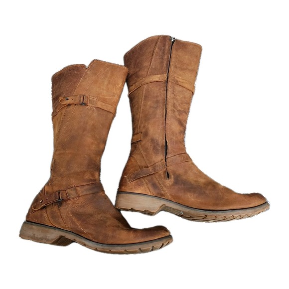 Teva De La Vina Tall Boots Brown Leather Waterproof Women SZ 8 Comfort Straps - Picture 11 of 11